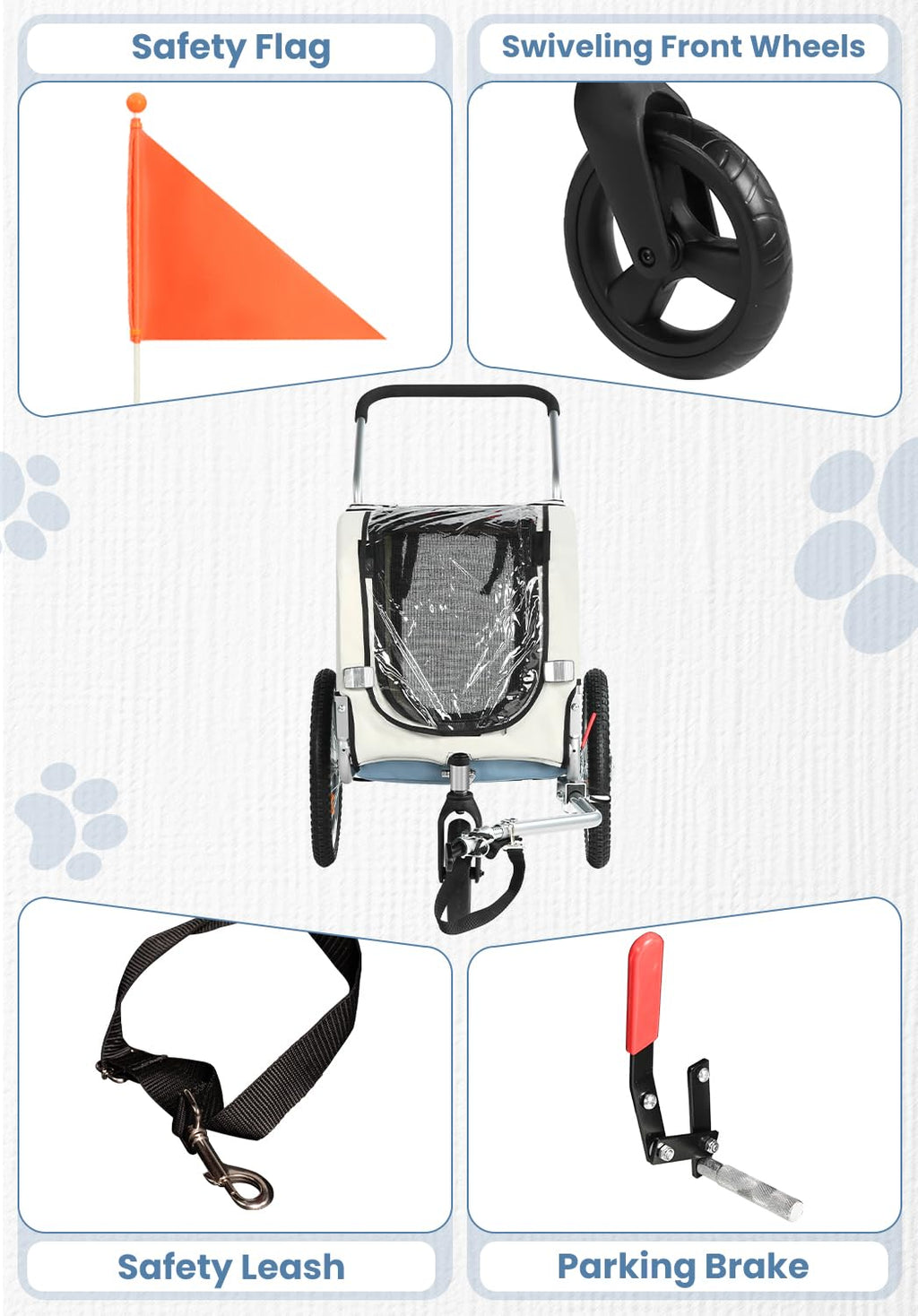 2 in 1 Pet Bicycle Trailer with 6" Stroller Wheel L687765
