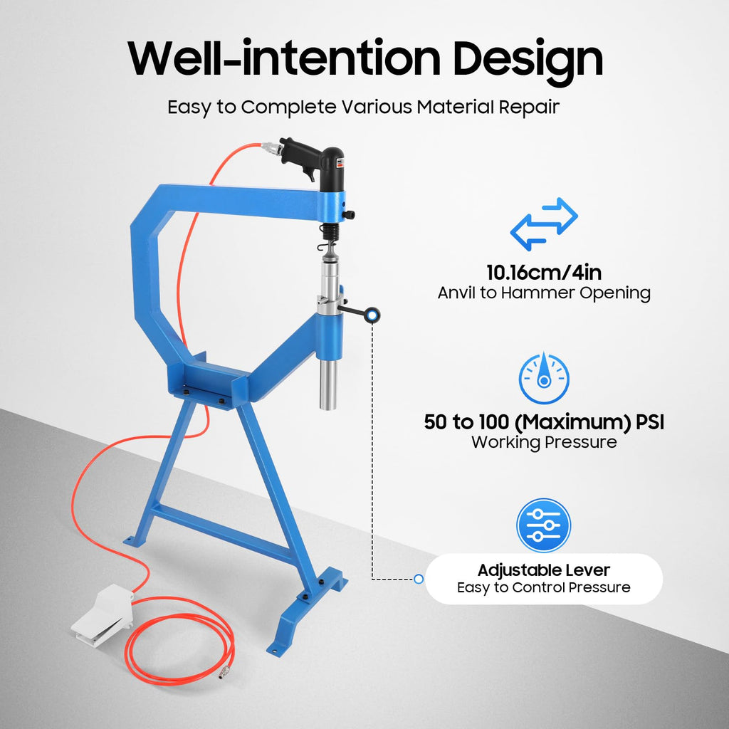 4" Pneumatic Planishing Hammer with Cast-Iron Stand & Pedal I50871