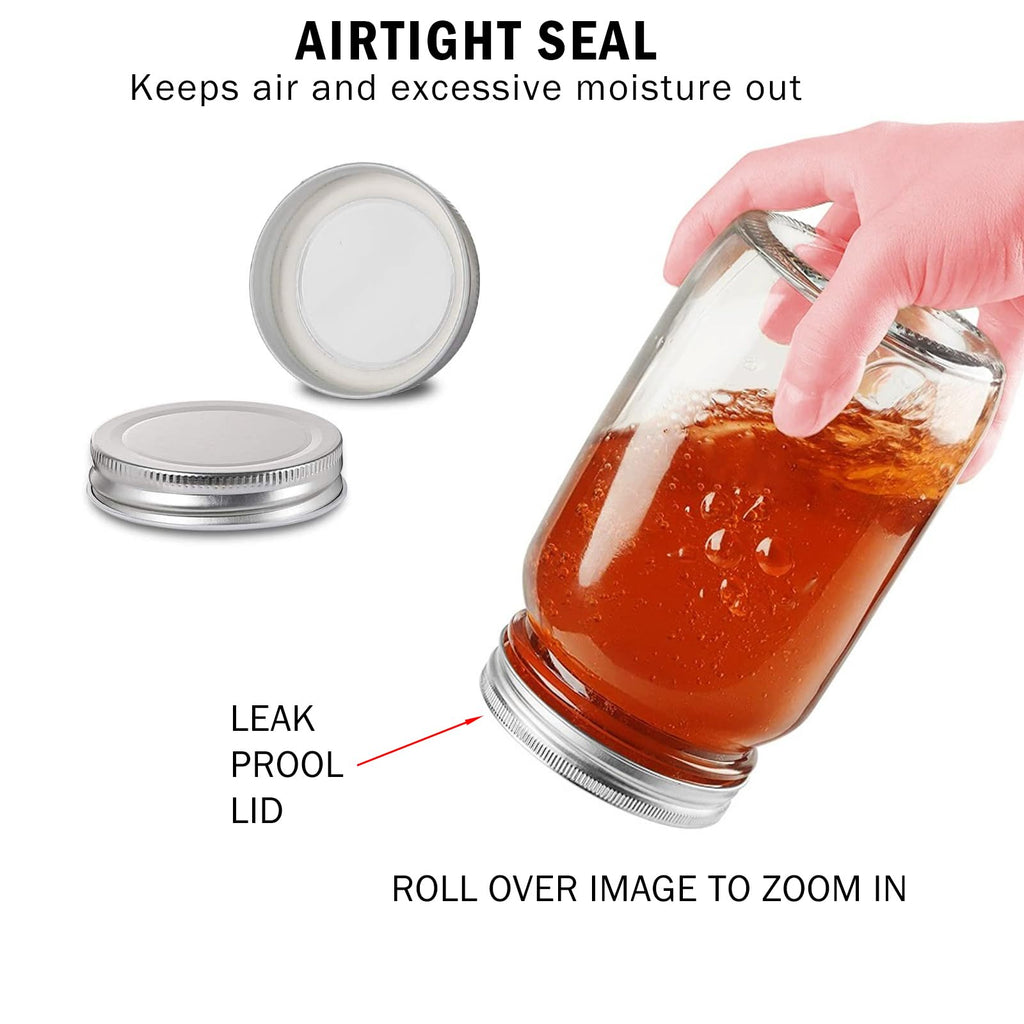 16oz Regular Mouth Glass Mason Jars with Airtight Lids, 4 Pack V159