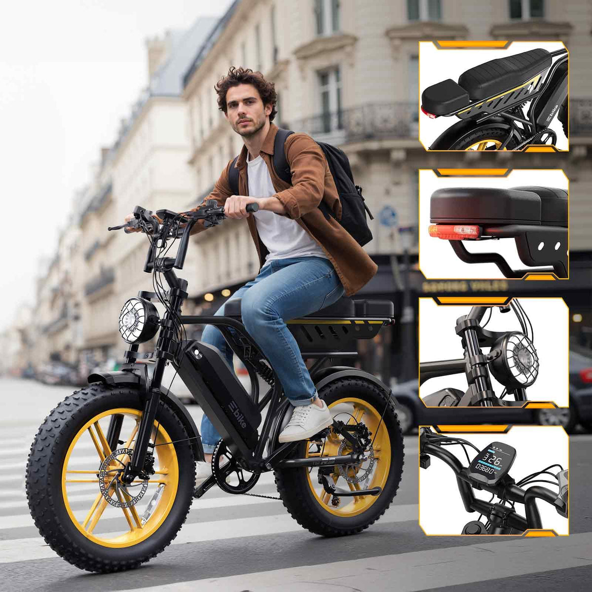 Electric Bike 48V 15Ah Battery 1500W Peak Motor 20 * 4.0 Fat Tire Z986