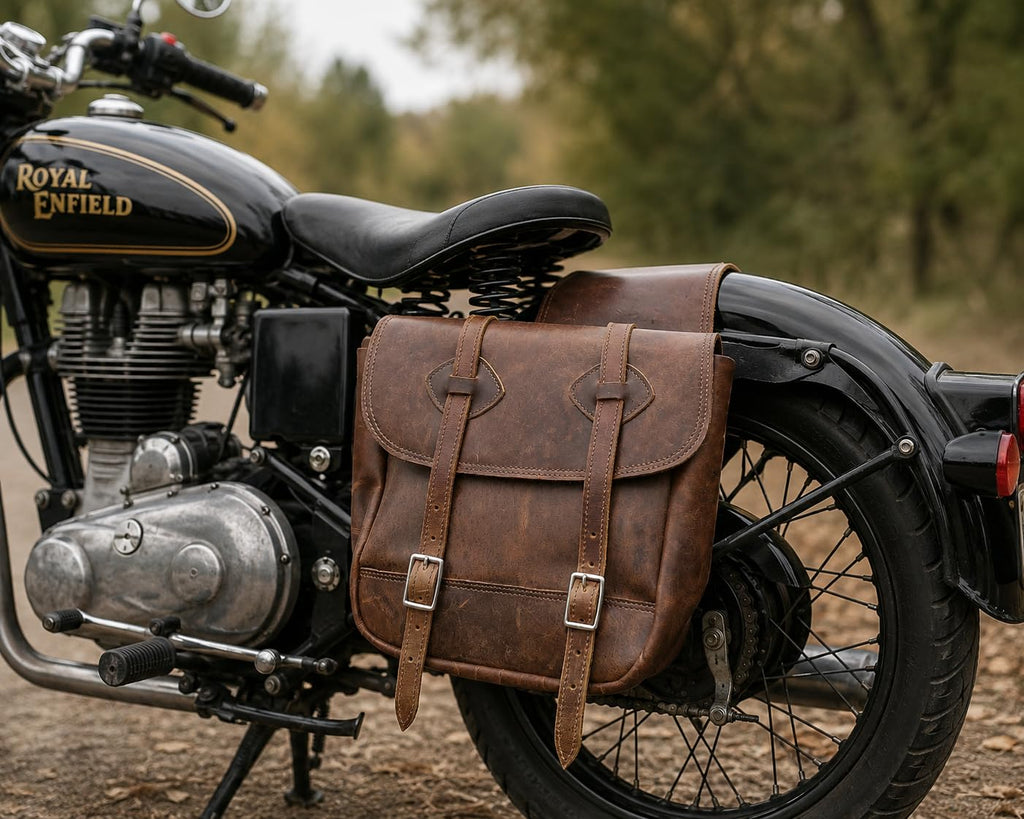 Leather Saddle Bag with Adjustable Strap 11X11X3.5 Inch G51214