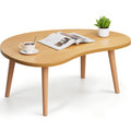 Low Oval Japanese Floor Coffee Table with Solid Wood Legs Y940839