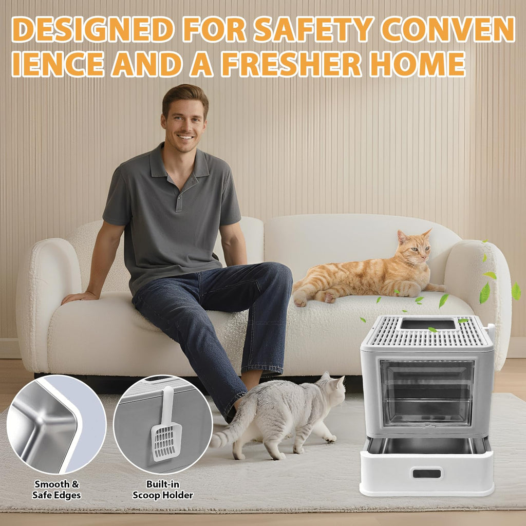 XL Stainless Steel Cat Litter Box with Drawer Q157003