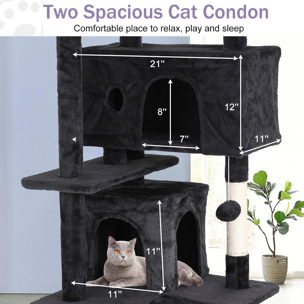70 Inches Multi-Level Cat Tree with Litter Box Enclosure Dark Gray L75888