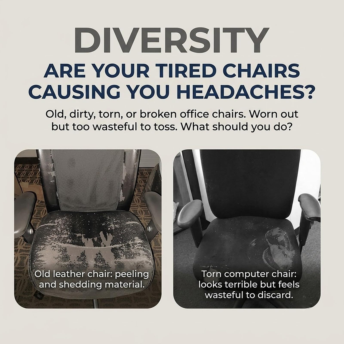 18-21 Inch PU Leather Office Chair Seat Slipcover I7379