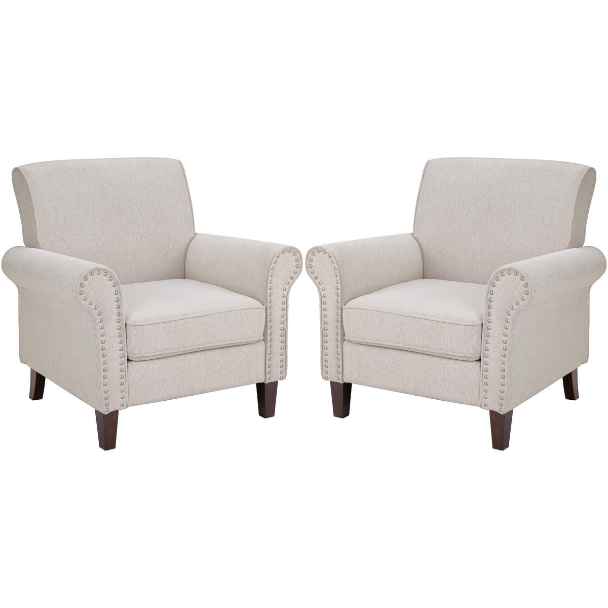 Beige Mid-Century Modern Accent Chairs Set of 2 X17377
