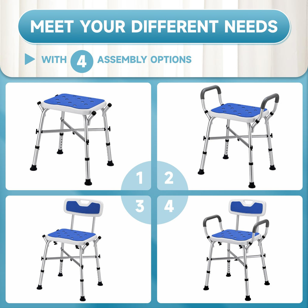Adjustable Shower Chair with Arms and Back Z422004