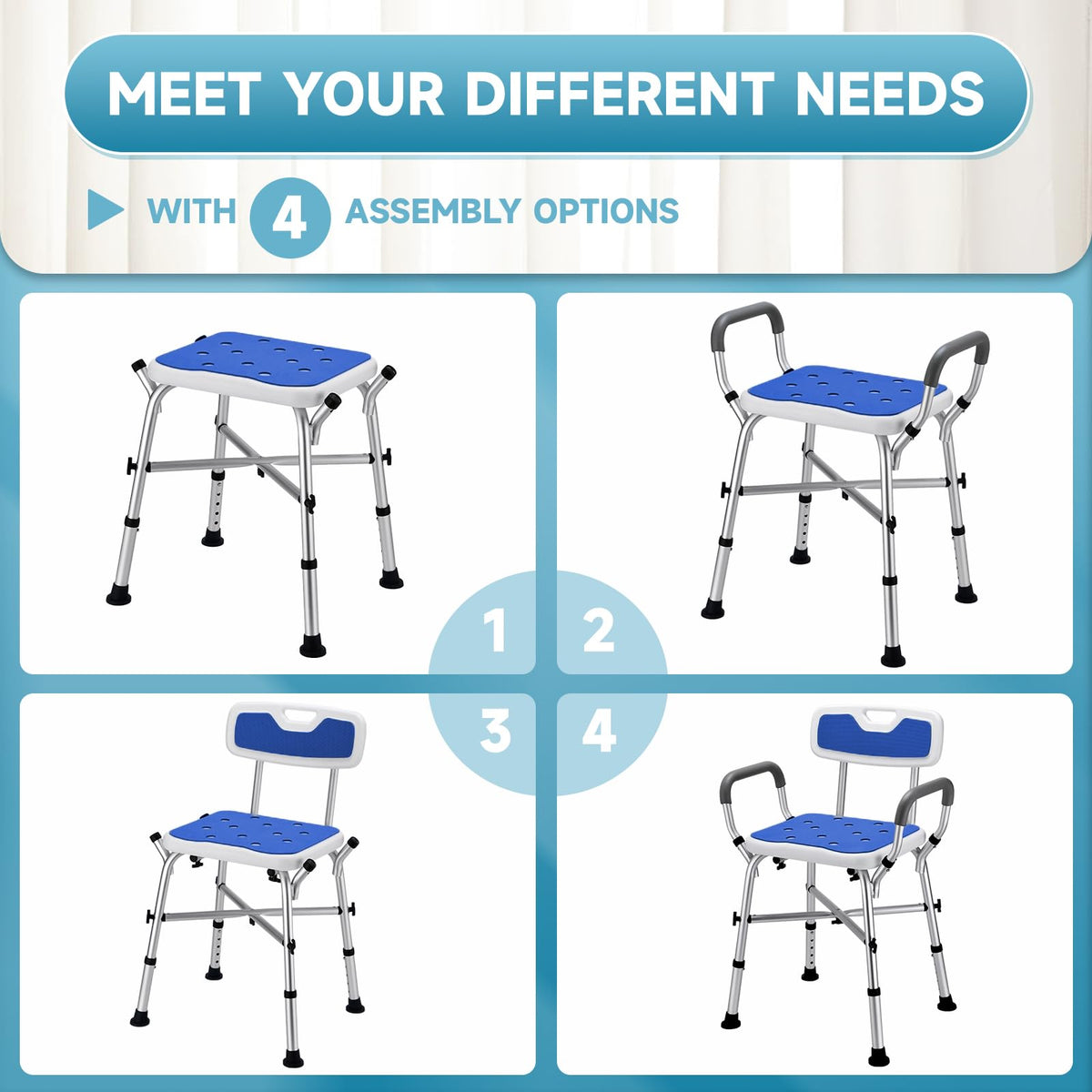 Adjustable Shower Chair with Arms and Back Z422004