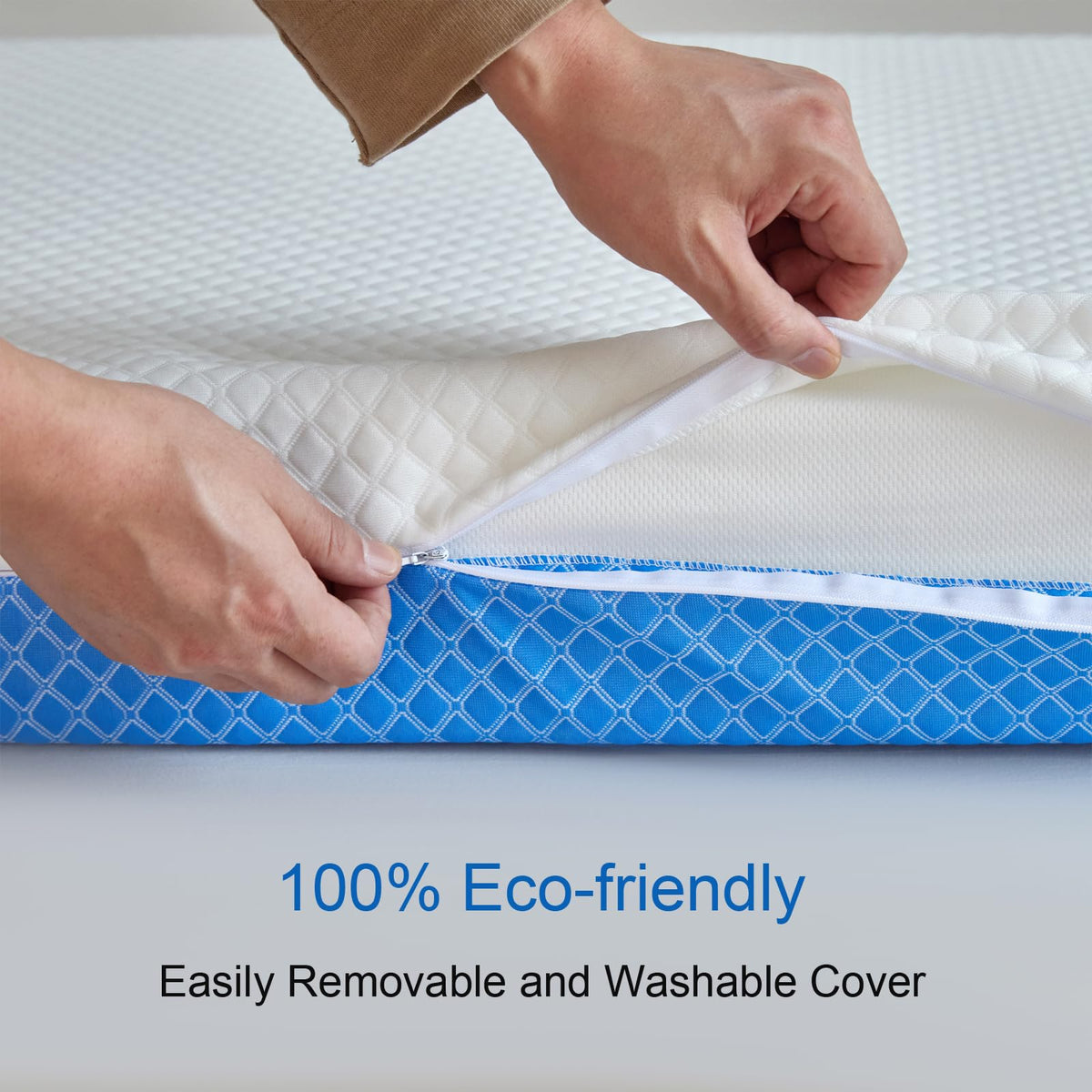 White Blue Gel Memory Foam Baby Crib Mattress 52 x 28 x 5 Inches H248