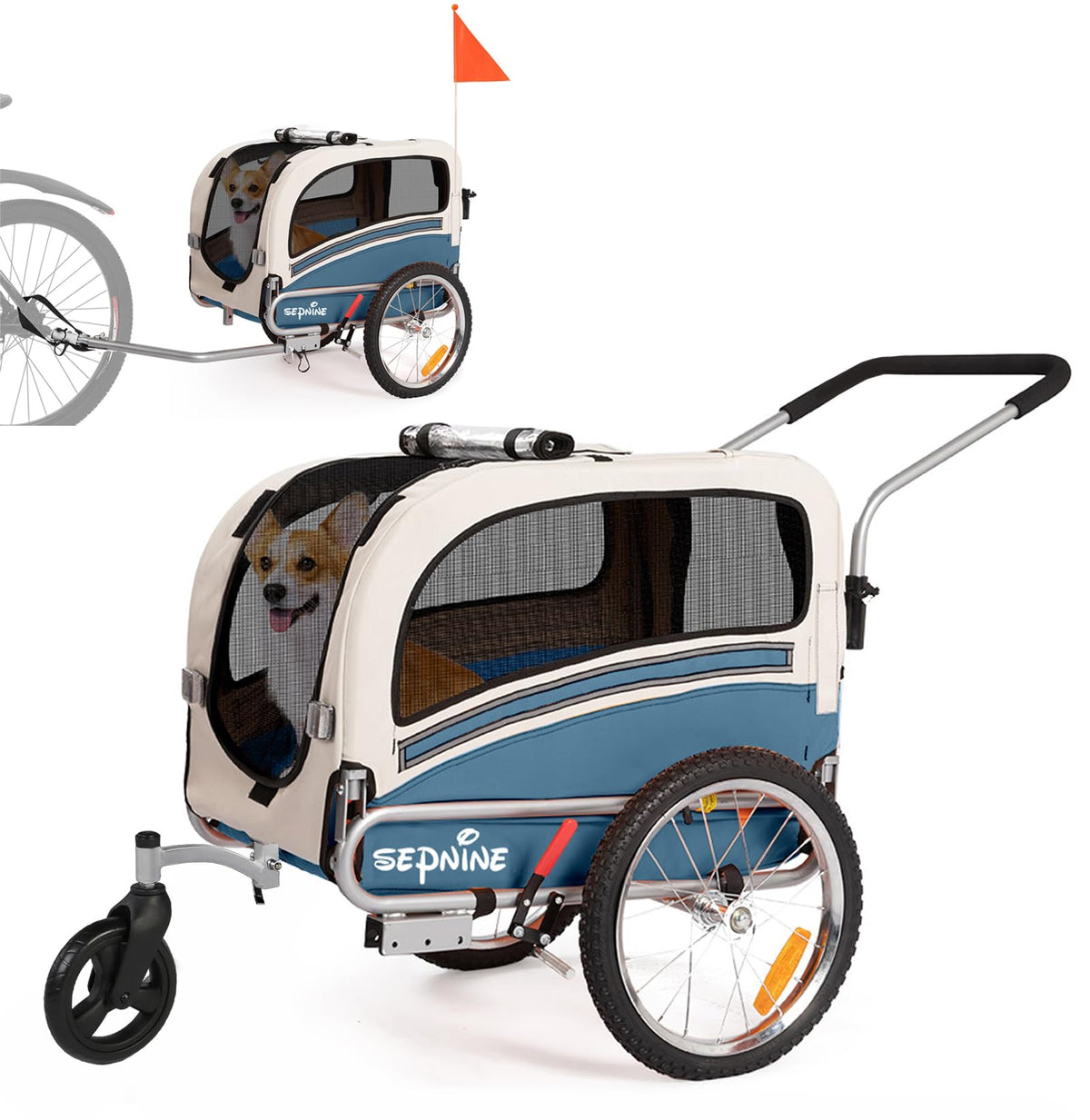 2 in 1 Pet Bicycle Trailer with 6" Stroller Wheel L687765