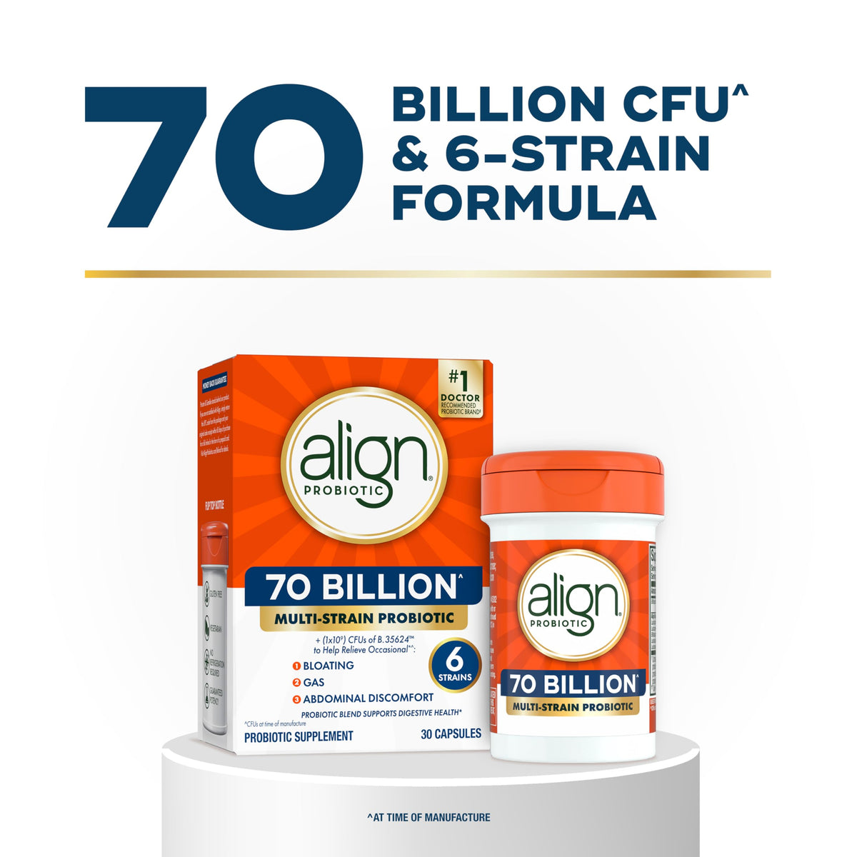 70 Billion CFU 6 Strain Blend Probiotic 30 Capsules V2848