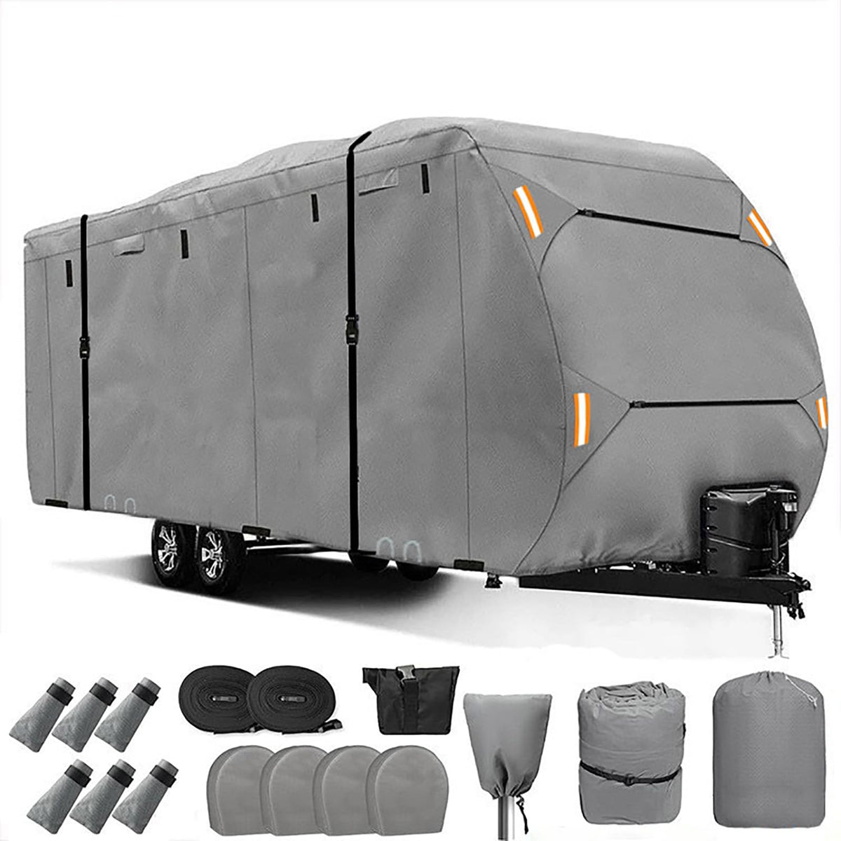 Waterproof 420D Travel Trailer Cover with Adjustable Straps A974