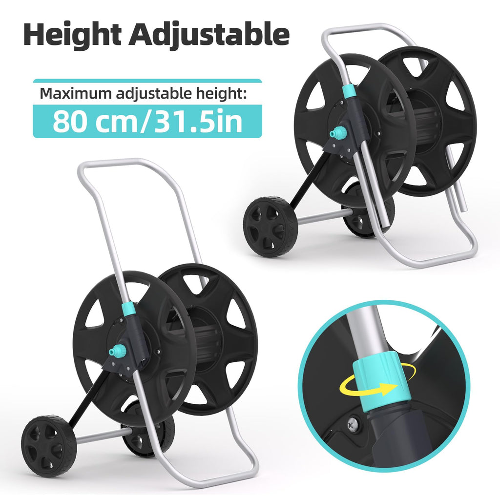 Metal Heavy Duty Garden Hose Reel Cart with Wheels I973608