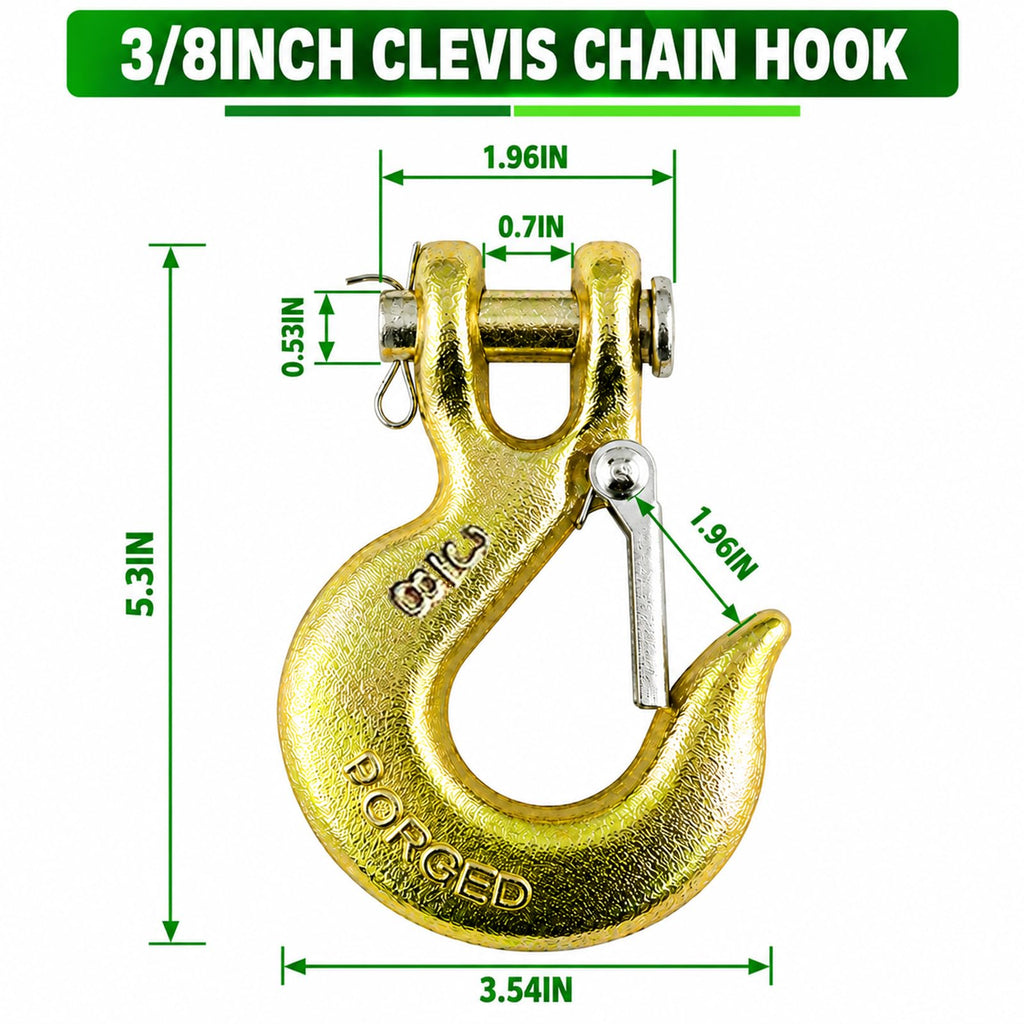 3/8" Chain Hooks, 2-Pack Heavy-Duty Clevis Slip Hook F144