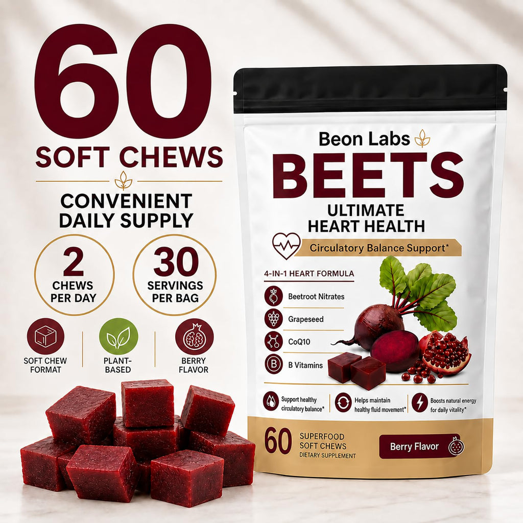 Beetroot Chews with CoQ10 & Grape Seed Extract, 60 Chews J858