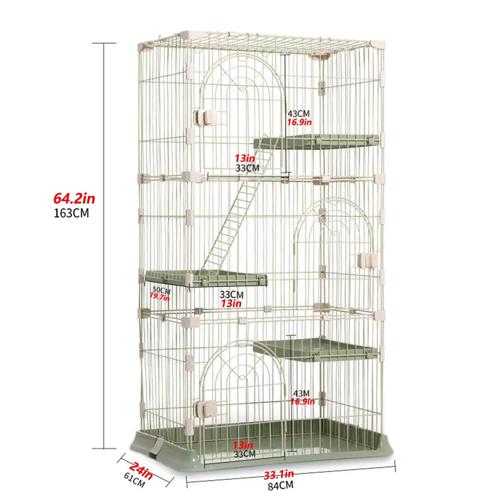 3/4-Tier Wire Cat Cage Playpen Kennel with Hammock C342304