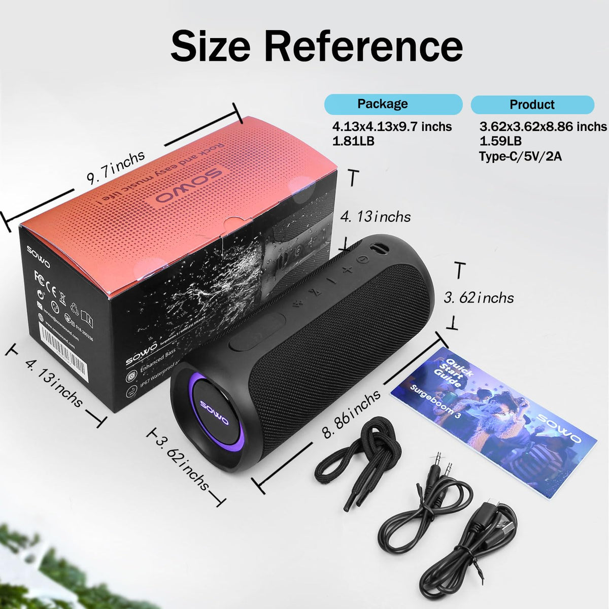 Wireless Bluetooth Speaker with Built-in Subwoofer H92318
