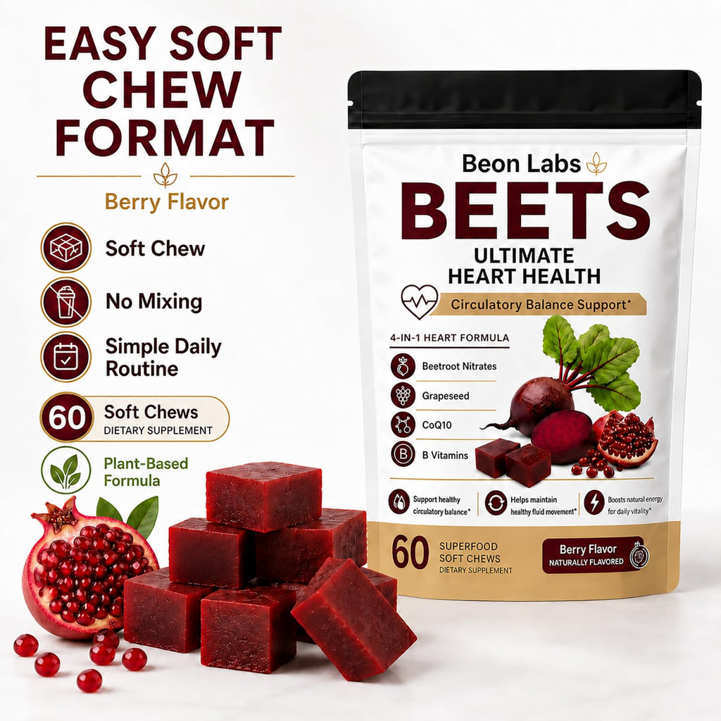 Beetroot Chews with CoQ10 & Grape Seed Extract, 60 Chews J858