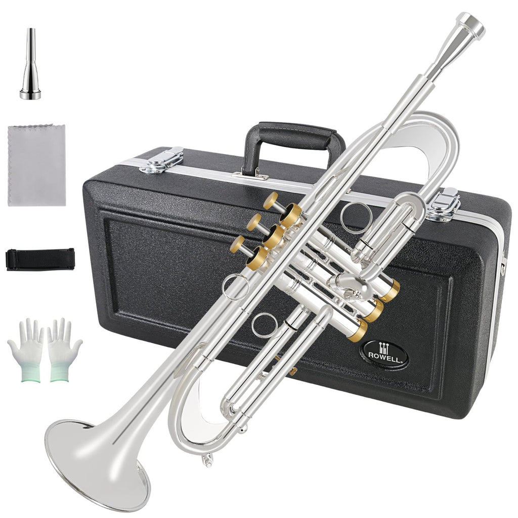 Bb Trumpet Brass Instruments Set with 7C Mouthpiece, Cloth and Gloves U6315