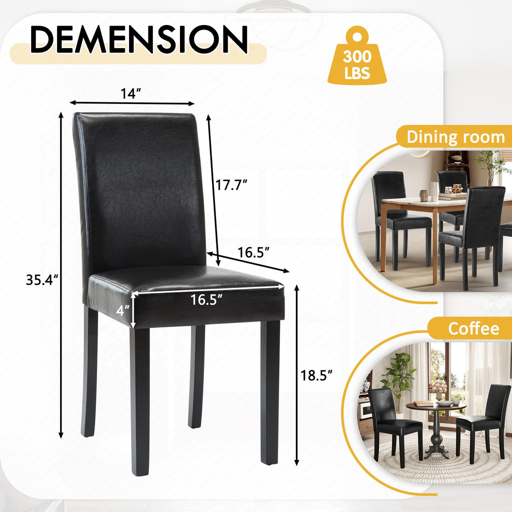 Black PU Leather Upholstered Dining Chairs Set of 6 Z327529