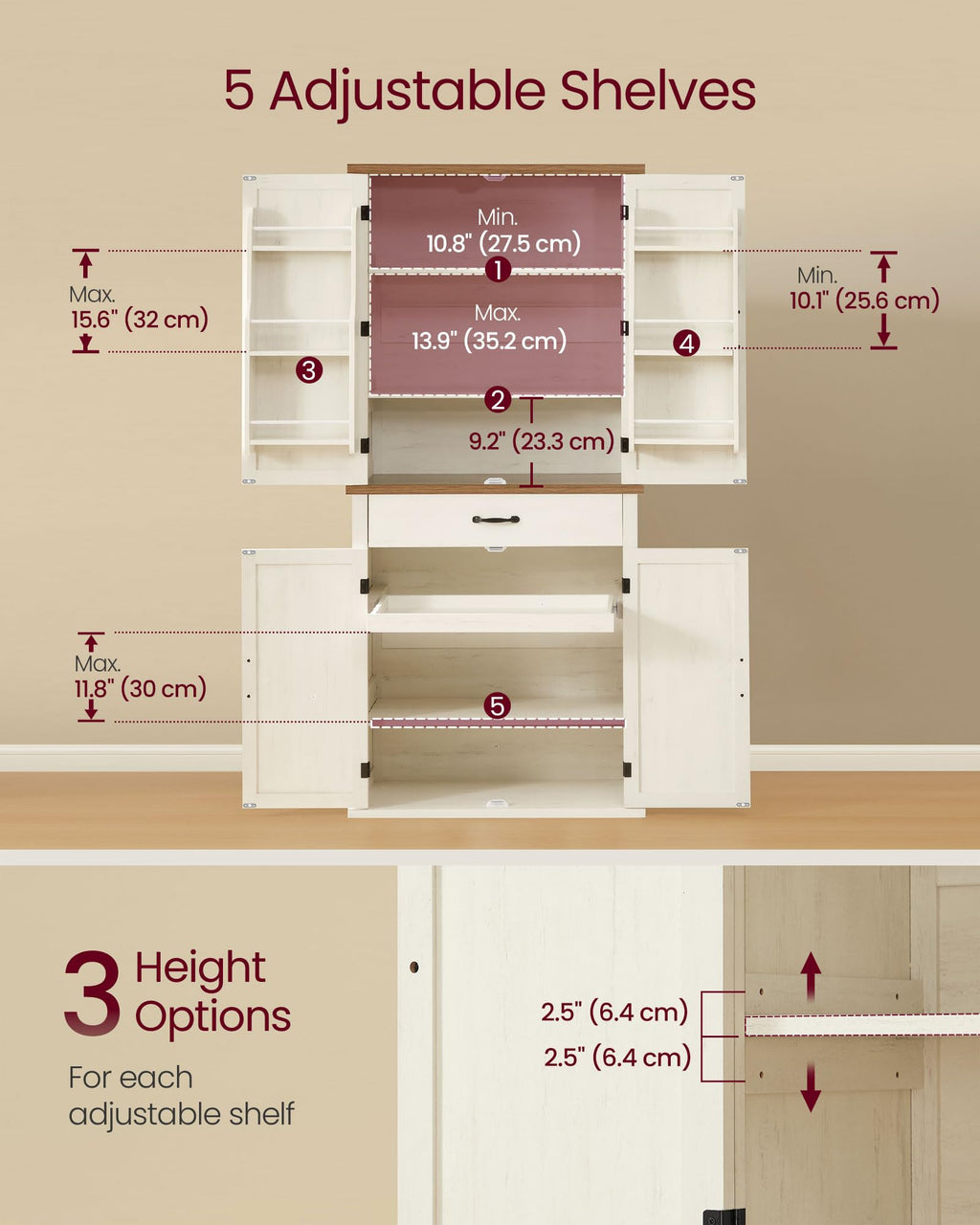 Freestanding Tall Pantry Cabinet with Drawer S758838