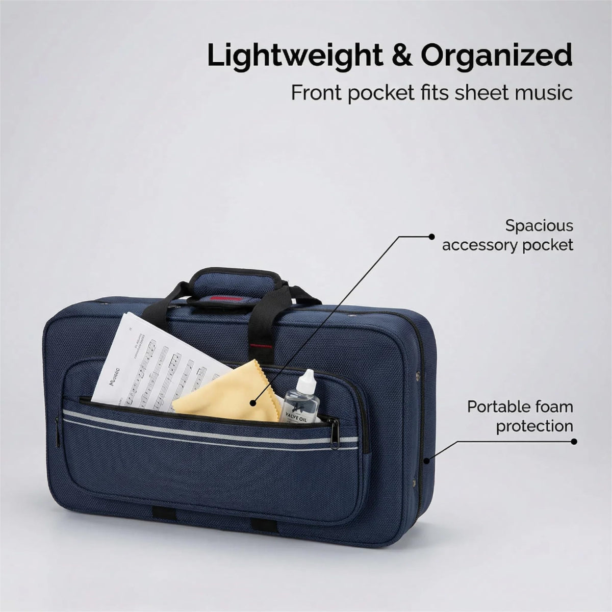 Lightweight Blue Trumpet Foam Case with Storage Pockets K8825