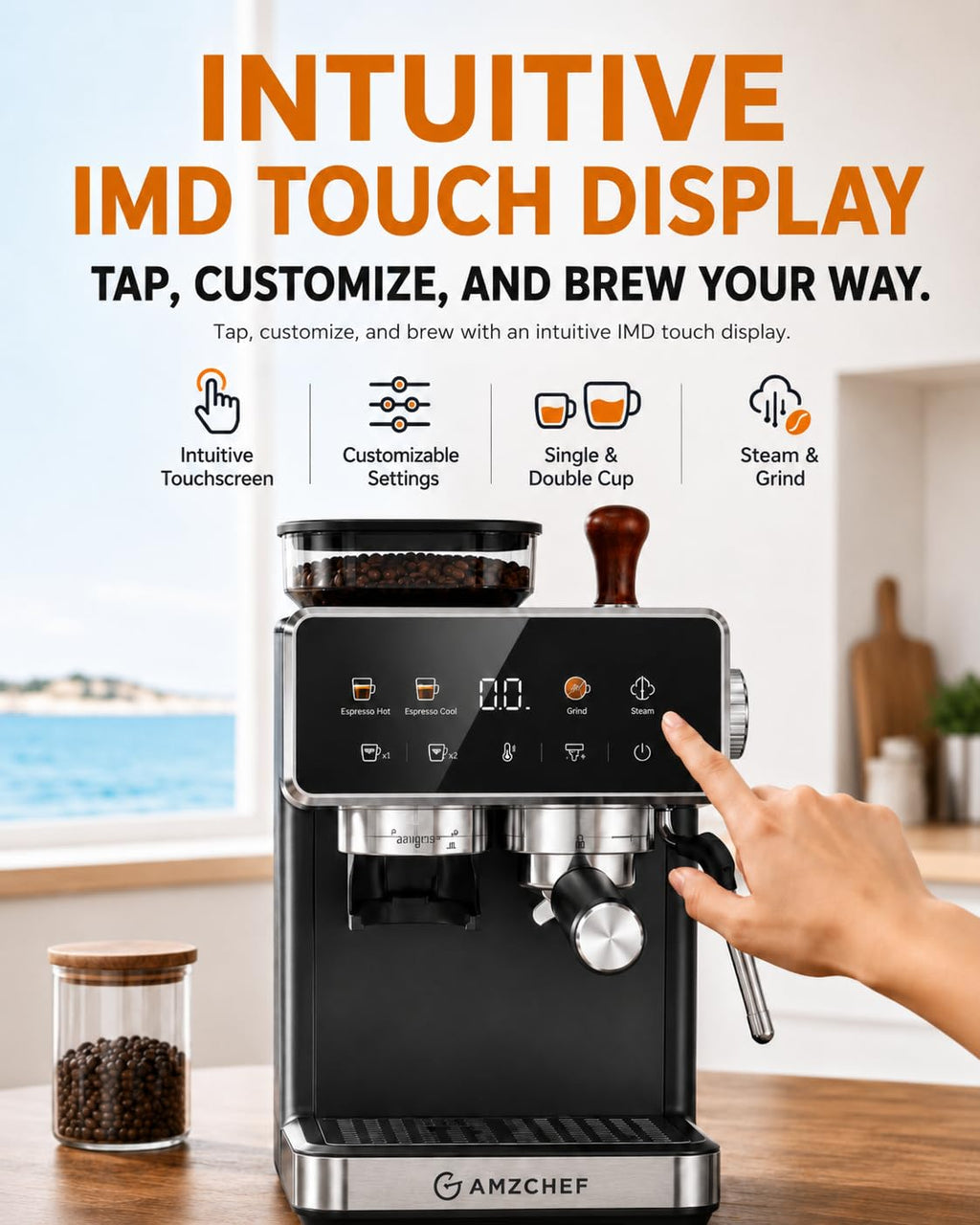 Black 20 Bar Espresso Machine with Grinder V465408