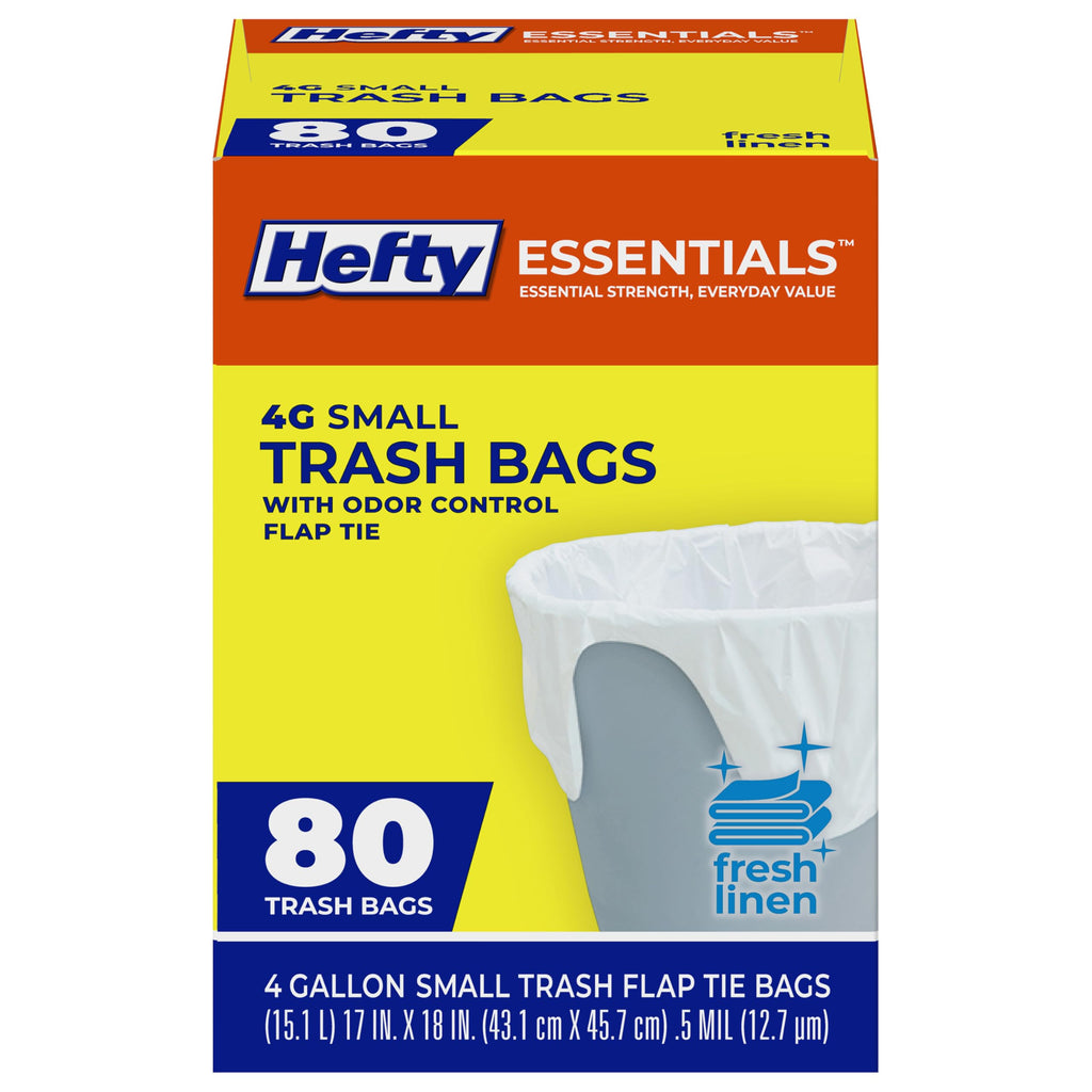 4 Gallon Trash Bags, White, Fresh Linen Scent, 80ct M718370
