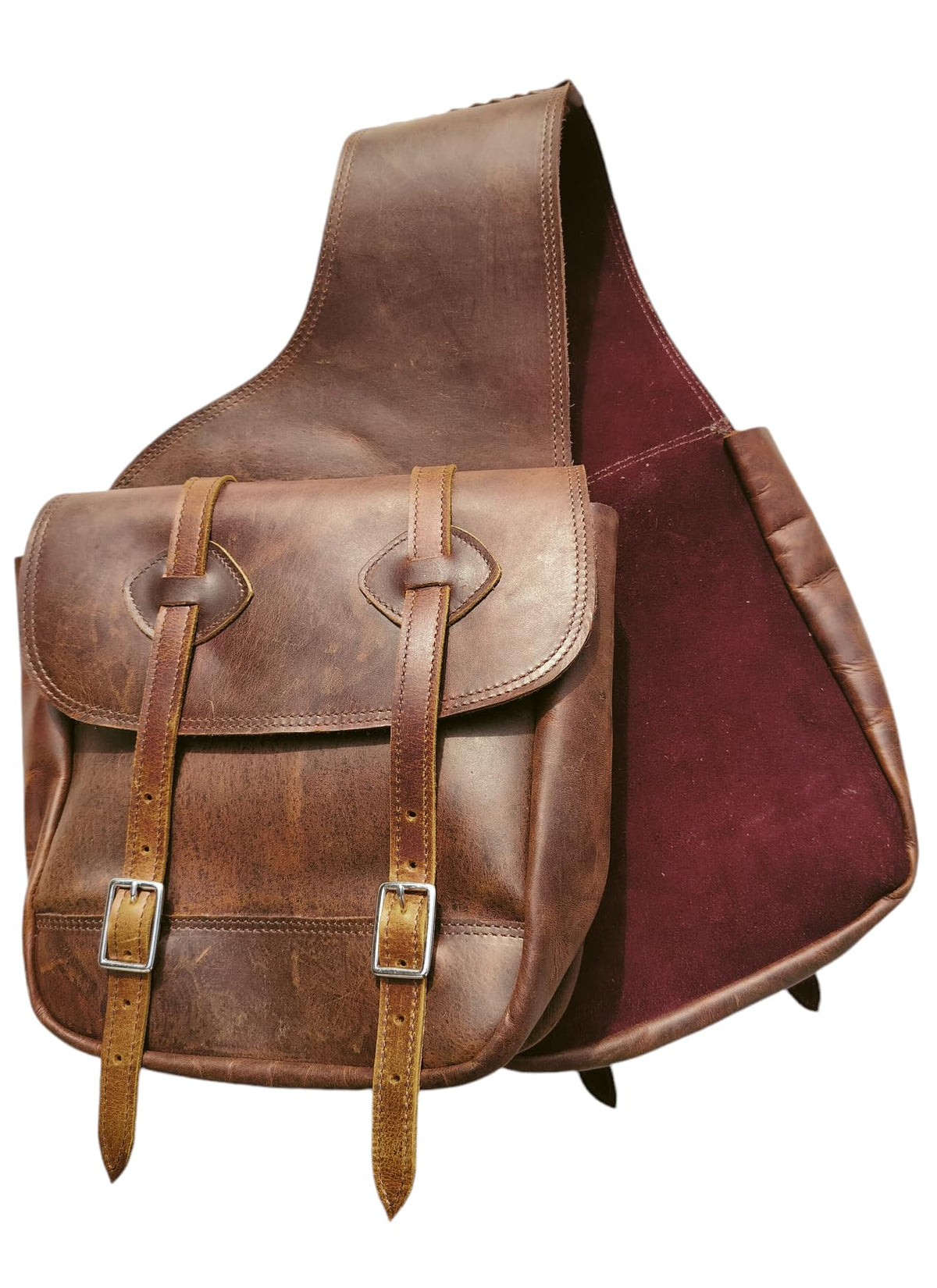 Leather Saddle Bag with Adjustable Strap 11X11X3.5 Inch G51214