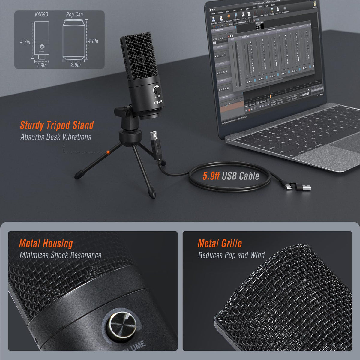 USB Condenser Recording Microphone H209