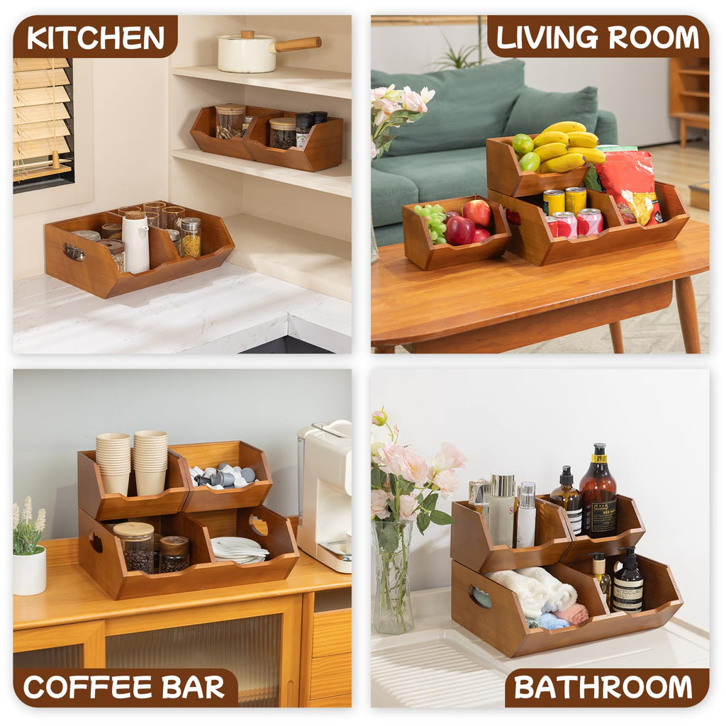 Wooden Stackable Pantry Storage Bins N1161
