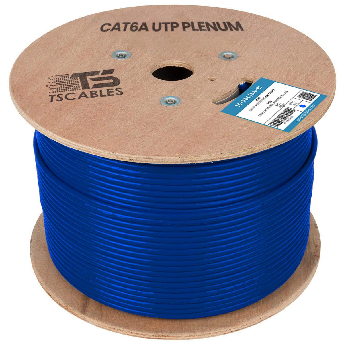 Cat6A Plenum 1000ft 23AWG UTP Solid Bare Copper Blue G636614