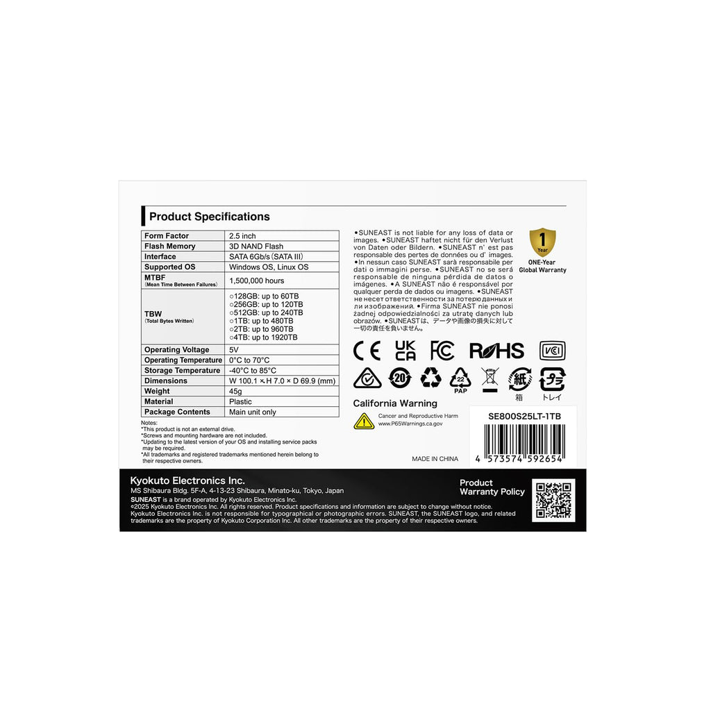 1TB 2.5 SATA III Internal Solid State Drive Y106