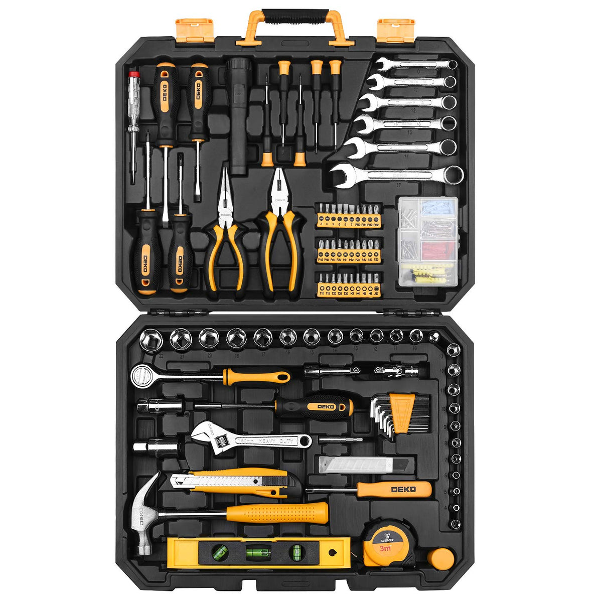 208 Piece General Household Hand Tool Kit with Toolbox Storage Case I674
