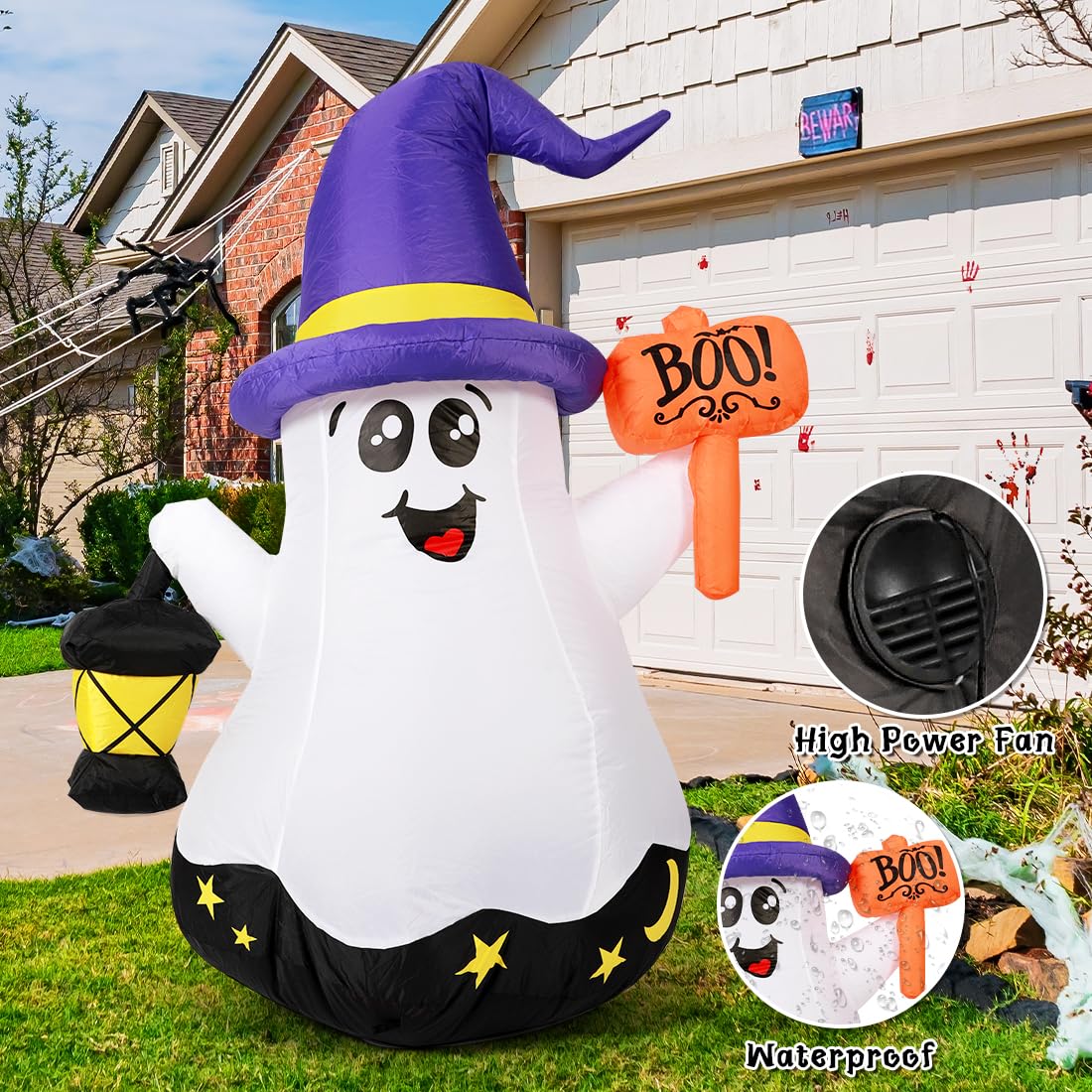 5 FT Halloween Inflatables Ghost with Built-in LEDs G268