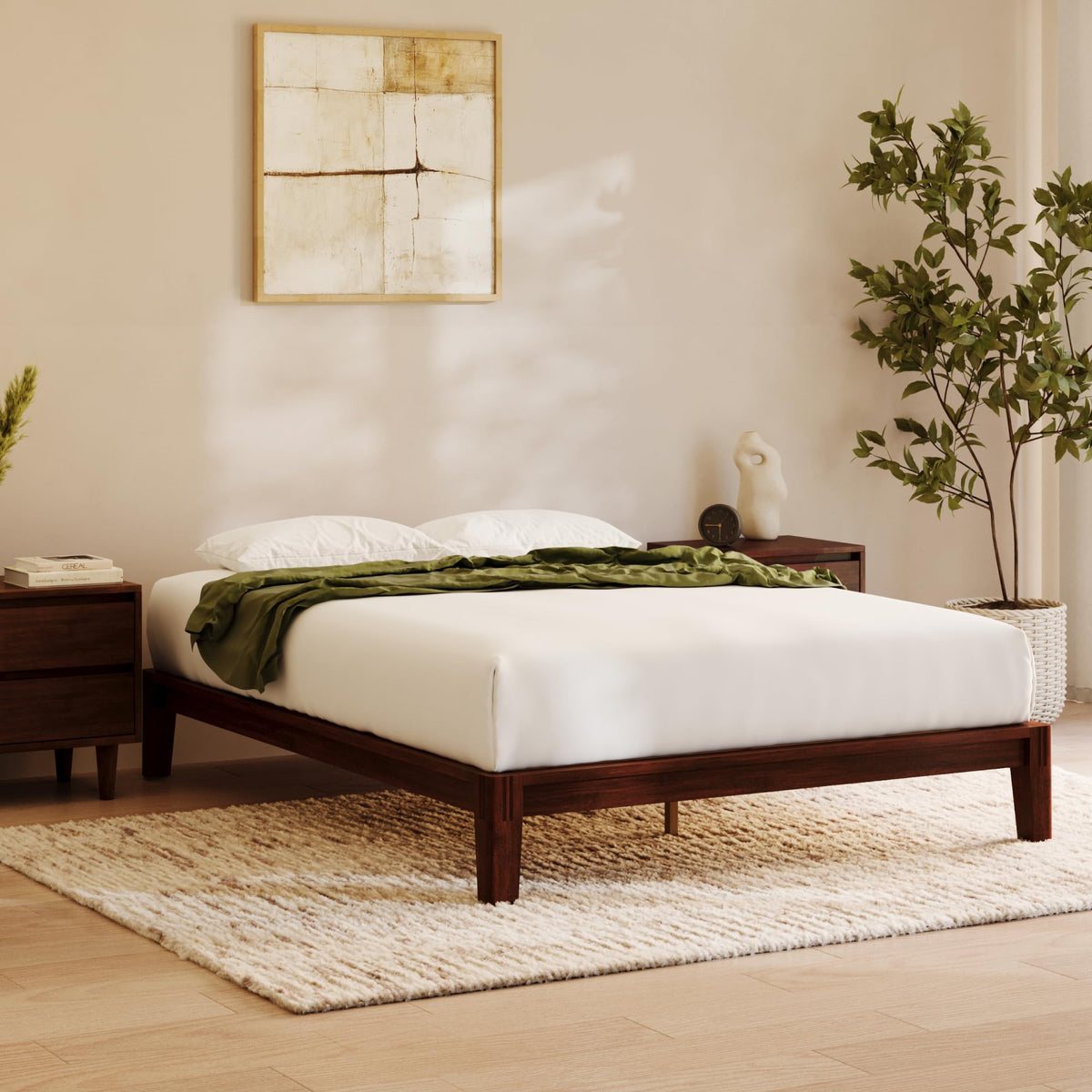 California King Walnut Bamboo Platform Bed Frame D748
