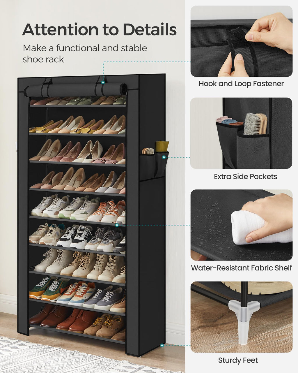 10-Tier Shoe Rack with Cover H117