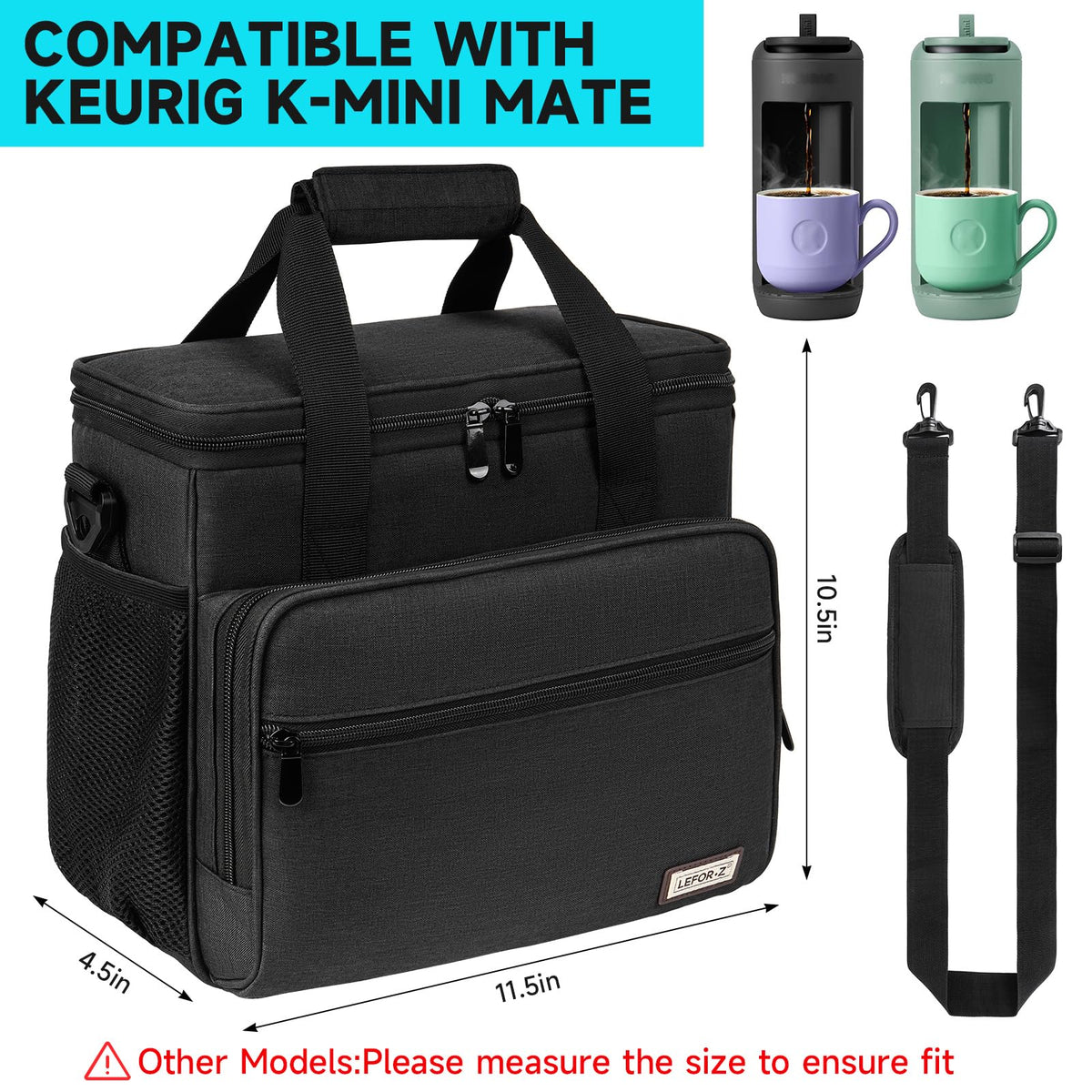 Black Coffee Maker Travel Bag with Multiple Pockets Y4183