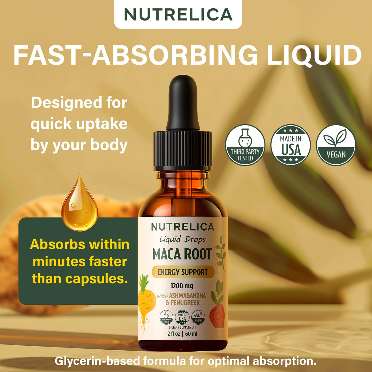 Maca Root with Ashwagandha & Fenugreek 1200mg Vegan S2222