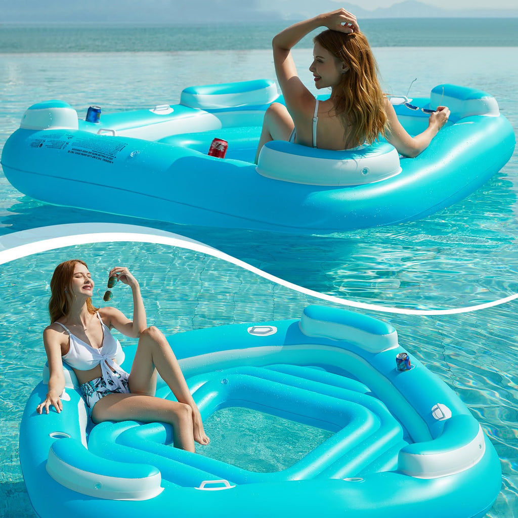 Blue XL Inflatable Pool Float with Cup Holders M102483