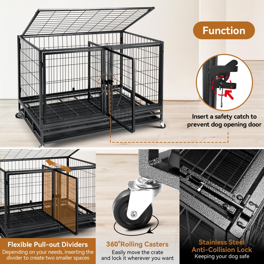 48inch Metal Wire Dog Crate with Divider D290