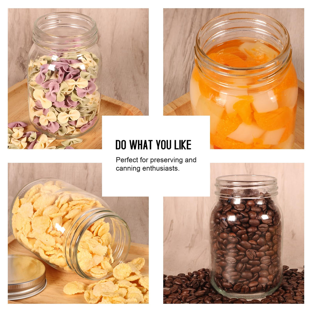 16oz Regular Mouth Glass Mason Jars with Airtight Lids, 4 Pack V159