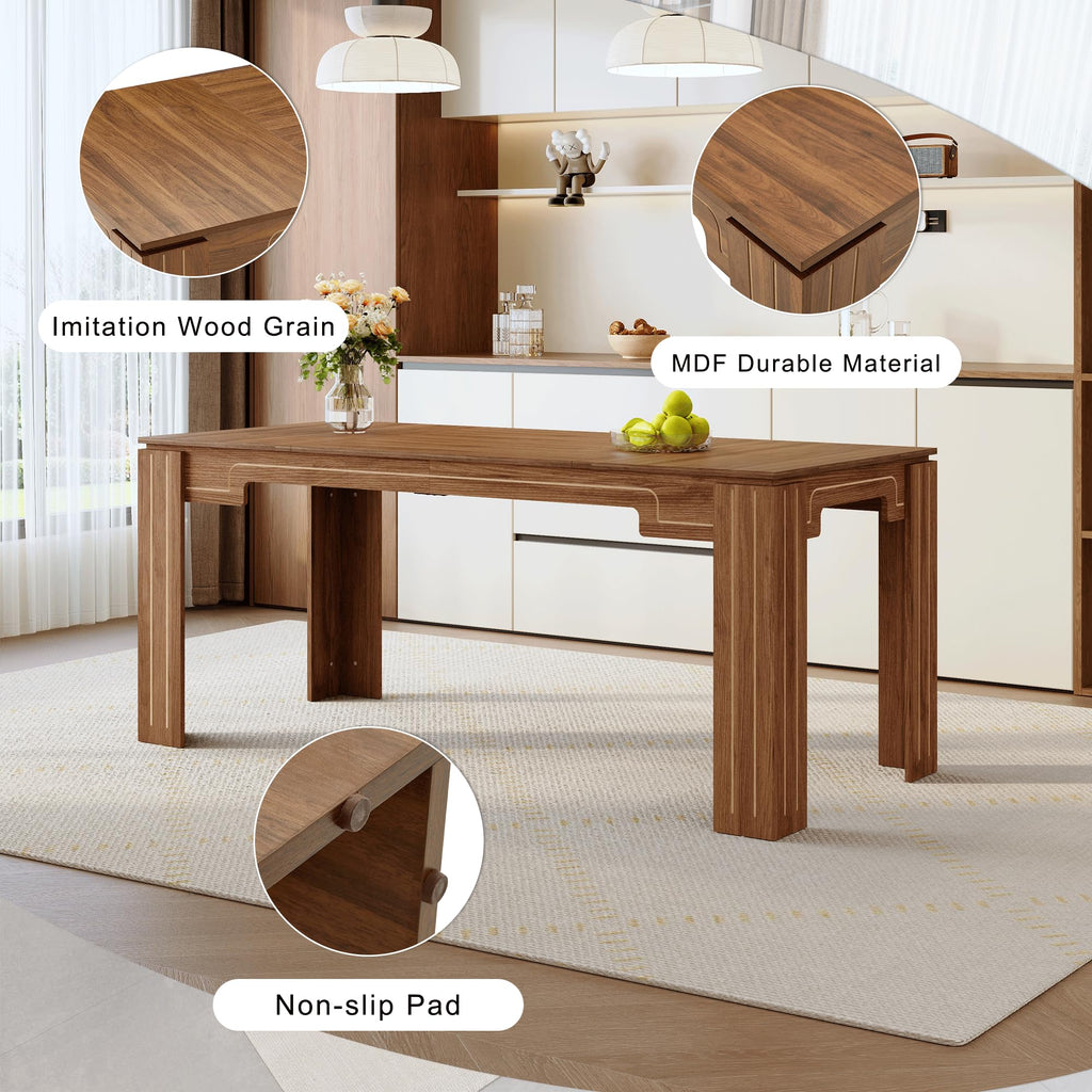 71" Farmhouse Dining Table Set for 8 with PU Leather Chairs C463403