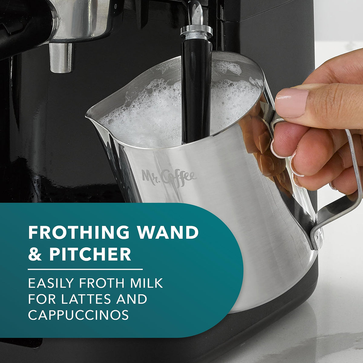 4-Shot Steam Espresso Cappuccino and Latte Maker with Stainless Steel Frothing Pitcher N26993