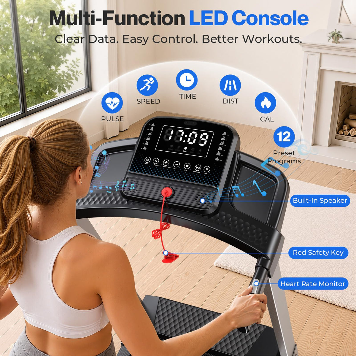 Foldable Treadmill with 10% Incline 400 LBS Capacity M151