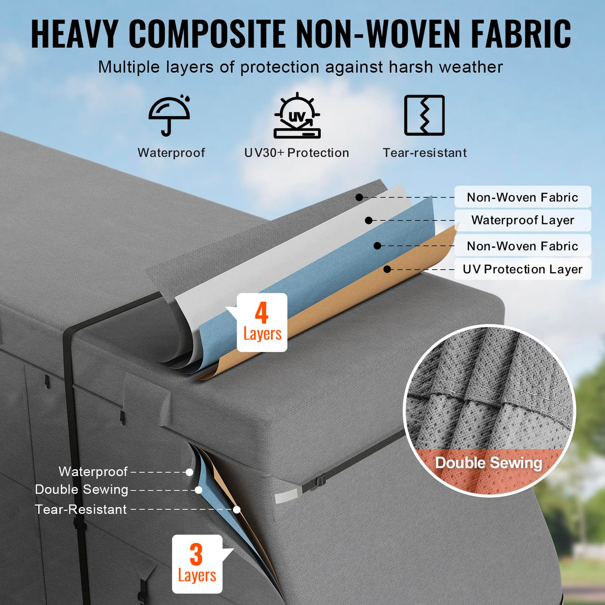 40-43 ft Non-Woven Fabric Waterproof RV Cover with Storage Bag K892251