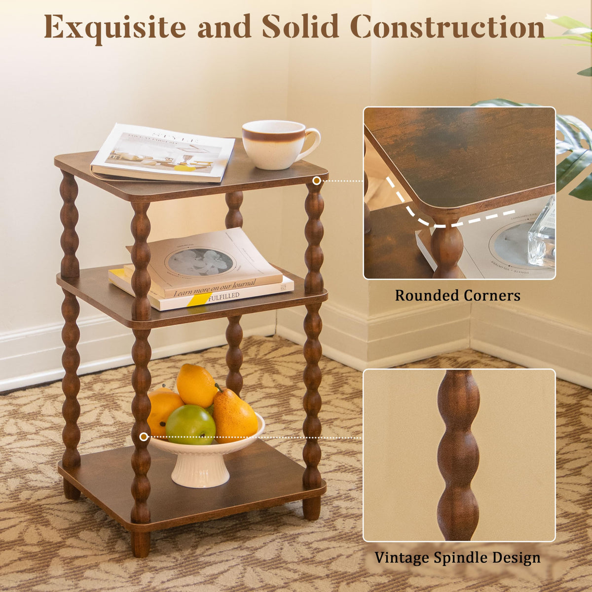 Small 3-Tier Side Table with Shelf S611246