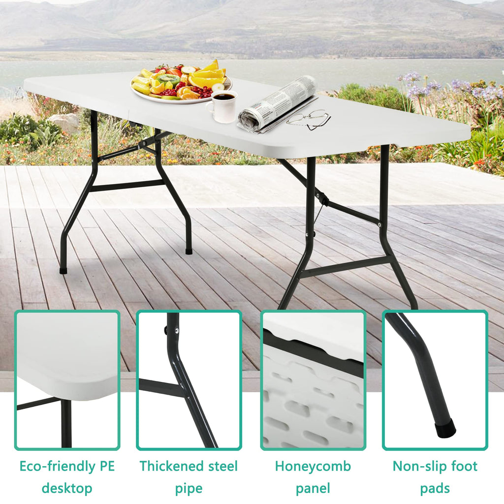 6FT White Portable Plastic Folding Table F610