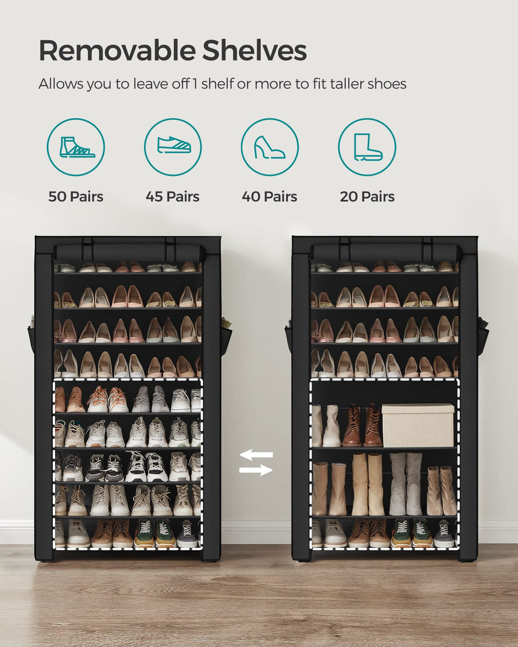 10-Tier Shoe Rack with Cover H117