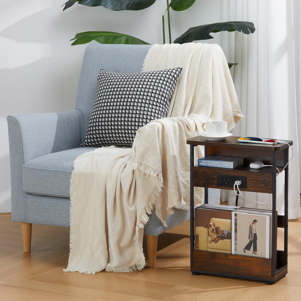 Narrow Side Table with Charging Station S1970